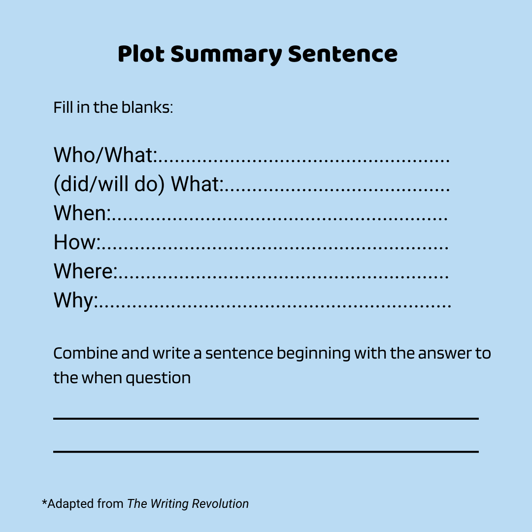 How to write a summary sentence of a plot to become a better reader