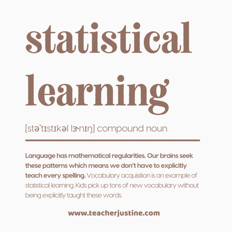 Teacher Justine definition of statistical learning